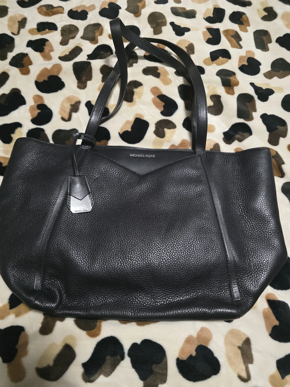 MICHAEL KORS Black Pebbled Leather Tote Bag